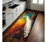 Pittura Ad Acquerello Tappeto Runner 50 x 220 cm Pavone della foresta Tappeto Cucina Antiscivolo Passatoia Antimacchia Multiuso Casa Corridoio