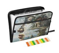 Pittura ad olio Art Face House Sea Abstract Hanging File espandibile 13 tasche formato A4 lettera con chiusura a cerniera per forniture per ufficio cartella con etichette organizador