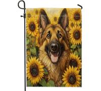 Pittura ad olio Autunno Pastore Tedesco Cane Bandiere da Giardino 30,5 x 45,7 cm Double Face per esterno Decorativo, Autunno Girasole FrontYard Tela Casa Bandiera, Pet Outdoor Piccolo Cortile Prato