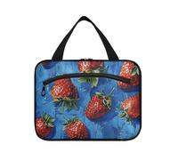 Pittura ad olio con fragole rosse Hanging Toiletry Bag Uomini con gancio, Designer Fashion kit Bag per gli uomini per adulti Hotel estuche de maquillaje para Mujer L