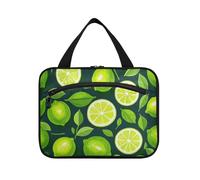 Pittura ad olio con limone verde appeso borse cosmetiche per le donne con gancio, accessori di design borsa trucco per viaggio Essentials Bagno bolsos para Hombre L