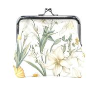 Pittura ad olio con margherite bianche Portamonete in pelle da donna Borsa da tasca comoda borsa per il trucco per le donne