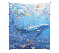 Pittura ad olio dell'oceano animali Beach Cabana UPF50+ impermeabile parasole per esterni con sacchi di sabbia, pala di sabbia, pali per campeggio, pesca, divertimento in cortile