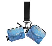 Pittura ad olio dell'oceano animali organizzatori di denaro delle donne sottile piatto cerniera portafoglio da polso con portachiavi per Lady 2 Packs estuche para tarjetas de credito