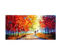 Pittura Ad Olio Dipinto A Mano al 100% Paesaggio Astratto, coppia, Textured Palette Knife Dipinti Ad Olio su Tela Quadri decorazione della parete soggiorno camera da letto,120x60cm(With frame)