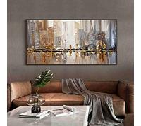 Pittura Ad Olio Dipinto A Mano Su Tela,100% Dipinti A Mano Il Lago E La Città Di Architettura Coltello Tavolozza Quadri Dipinti A Mano Il Dipinto A Olio Su Tela Parete Moderna Tecnica Per Soggiorno
