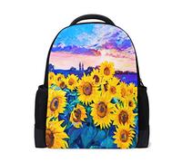 Pittura ad olio giallo Girasoli Viaggio Laptop Zaino Scuola Libro Borsa Cielo Bianco Albero Archiviato Causale Daypack Outdoor Business Escursionismo Zaini Campeggio Borse A Spalla Per Donne Uomini