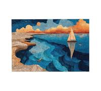 Pittura ad olio in legno a forma di barca a vela, puzzle orizzontale, 300 pezzi, per il tempo libero e la creatività della famiglia