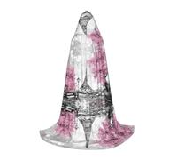 Pittura ad olio Parigi Torre Eiffel Mantello Con Cappuccio Per Adolescenti Strega Vampiro Cosplay Festa Halloween Natale Stampato Lungo Mantello