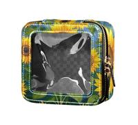 Pittura ad olio Sensazione Giallo Girasole Mini Clear Makeup Bag Clear Leather Toiletry Bag Mini Trucco Contenitori per il volo