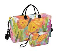 Pittura ad olio Sense Fiori Colorati Farfalle Borsa a Mano Viaggio Pernottamento Borsa Grande Palestra con Borsa da Toiletry per Trekking Pieghevole Bolsa de para Mujer
