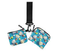 Pittura ad olio Sentimento bianco Badminton Donne Doppio Portafoglio Porta Biglietti da Visita Mini Moda Portamonete Borsa Portafoglio con Tasca con Cerniera per Lavoro Viaggi Confezione da 2, Pittura