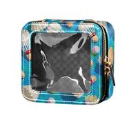 Pittura ad olio Sentimento Bianco Badminton Trasparente Mini Sacchetto di Trucco Sacchetto di Cosmetici In Pelle Borsa Da Toeletta Portatile Organizzatore di Trucco per