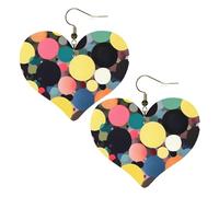 Pittura astratta di cerchi Stampe Eleganti orecchini a forma di cuore leggeri Accessori da donna perfetti per feste e San Valentino.