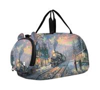 Pittura Barche A Vela Ocean Waves Carry on Duffel Bag Boy Weekend Duffel Pernottamento Ragazze Tote Duffle Bags Viaggio Bambini Danza Duffle Duffle, Villaggio Treno Pittura inverno, classico