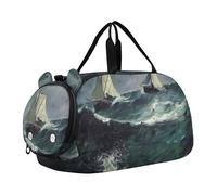 Pittura Barche A Vela Ocean Waves Carry on Duffel Bag Boy Weekend Duffel Pernottamento Ragazze Tote Duffle Bags Viaggio Bambini Danza Duffle Duffle, Pittura Barche a vela onde oceaniche, classico