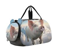 Pittura Barche A Vela Ocean Waves Carry on Duffel Bag Boy Weekend Duffel Pernottamento Ragazze Tote Duffle Bags Viaggio Bambini Danza Duffle Duffle, Maiale nuvole volanti divertente, classico