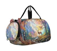 Pittura Barche A Vela Ocean Waves Carry on Duffel Bag Boy Weekend Duffel Pernottamento Ragazze Tote Duffle Bags Viaggio Bambini Danza Duffle Duffle, Cervo Paesaggio forestale P, classico