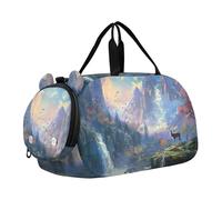 Pittura Barche A Vela Ocean Waves Carry on Duffel Bag Boy Weekend Duffel Pernottamento Ragazze Tote Duffle Bags Viaggio Bambini Danza Duffle Duffle, Dipinto Artistico Paesaggio di cervi, classico