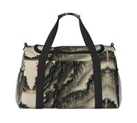 Pittura cinese Stampa Weekender Pernottamento Carry On Bag Duffel Bag per Viaggio Donne Uomini Palestra Bagagli Borsa Carry on, Nero , Taglia unica