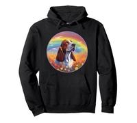 Pittura commemorativa Colorata a Forma di Cane Basset Hound Rainbow Bridge Felpa con Cappuccio