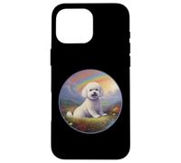 Pittura commemorativa del cane variopinta del ponte arcobaleno di Bichon Frise Custodia per iPhone 16 Pro Max