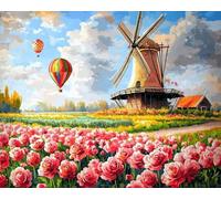 Pittura con diamanti 5D Kit Artigianato pittura DIY Lavoretti genitori-figli adulti bambini da Decorazione parete per - Mulino a vento da giardino - 40x50cm