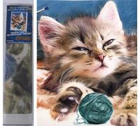 Pittura con diamanti - gattino con gomitolo 30 × 40 cm
