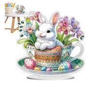 Pittura con gemme di coniglio - Arte con strass coniglio di uova di Pasqua | Arte nobile artificiale su entrambi i lati, decorazione della tavola di Natale per ornamenti per la casa e il