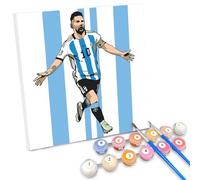 Pittura con Numeri Calcio,Pittura con Numeri Bambini,Dipingere con Numeri Stella Del Calcio con Telaio,DIY Olio La Pittura di Numeri Kit con Pennelli,per Decora Casa,20 * 20cm-B