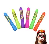 Pittura Corpo Neon, Luminosa Fluorescente 6 Pezzi, Lavabile Asciugatura Rapida Durevole Trucco per Locali Notturni Feste Eventi Cosplay Matrimoni a Tema Halloween