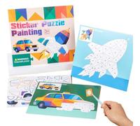 Pittura da Adesivi | Puzzle 3D Adesivi Gioco Educativo Motricità Fine - Giochi di apprendimento per le abilità motorie con veicoli dei cartoni animati Giocattoli educativi per l'asilo