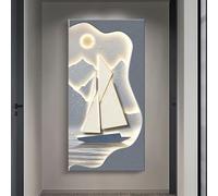 Pittura decorativa da parete in pietra arenaria, decorazione da parete in pietra arenaria, decorazione da parete artistica 3D, sculture da parete a doppio strato(C,75 * 150CM)