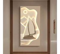 Pittura decorativa da parete in pietra arenaria, decorazione da parete in pietra arenaria, decorazione da parete artistica 3D, sculture da parete a doppio strato(B,60 * 120CM)