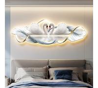 Pittura decorativa per camera da letto a tema bianco cigno,headboard Hanging picture,divano a parete background con parete illuminata, luce decorativa a LED da parete per sala d'aria(B,120 x 40 cm