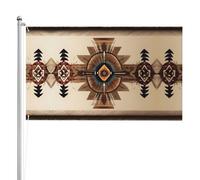 Pittura dei nativi americani 3x5FT Double Sided Outdoor Flag Decor | Striscione resistente a tre strati in poliestere per giardino, patio, portico, esposizione resistente allo sbiadimento