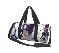 Pittura del cane d'arte Border Collie, Borsone da viaggio di grande capacità Borsa rotonda Borsa da viaggio sportiva Borsa da viaggio Borsa da fitness