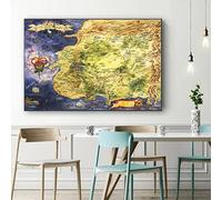 Pittura della Decorazione della Parete Vintage Map Wheel of Time Poster The Map Wall Art Canvas Painting Wall Art Immagini per la Decorazione domestica-50x70cm
