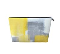Pittura di arte astratta grigia e gialla, Borsa da toilette Borsa per trucco Borsa per cosmetici Borsa da toilette da viaggio portatile