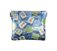 Pittura di arte Blu Cinese Mahjong delle Donne di Modo DELL'UNITÀ di elaborazione Borsa Della Moneta di Cuoio Comodo Oggetti Personali