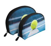 Pittura di palline da tennis, Borsa per trucco a conchiglia Portamonete da donna Borsa da toilette piccola Borsa per cosmetici 2 pezzi