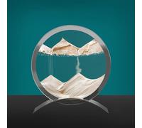 Pittura di Sabbia Che Scorre- Immagini di Sabbia Rotanti 3D Dinamiche, Arte di Sabbia Mobile, Cornice in Vetro Rotondo, Immagine di Sabbia, Decorazione della Clessidra Paesaggio Naturale ( Color : F ,