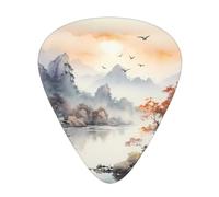 Pittura di uccelli e montagne Plettri per chitarra di dimensioni sottili, medie e spesse, set da 12 pezzi, adatto per chitarra elettrica e strumenti vari