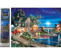pittura diamantata casa sul lago 30 × 40 cm