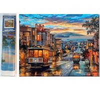 pittura diamantata tram a città 30 × 40 cm