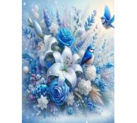 Pittura Diamante Fiori e Uccelli 5D, Kit Completo Pittura Diamante 5D, Uccelli e Fiori, Arte a Diamante Fai Da Te per Decorazioni Murali, Kit DIY per Adulti e Bambini, Regalo per la Casa, 30x40cm