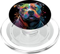Pittura divertente di arte del cane del bullo del volto variopinto di Pit PopSockets PopGrip per MagSafe