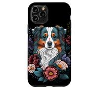 Pittura floreale del cane del giardino del cane del pastore australiano Custodia per iPhone 11 Pro