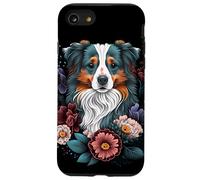 Pittura floreale del cane del giardino del cane del pastore australiano Custodia per iPhone SE (2020) / 7/8