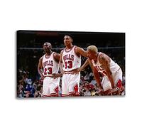 Pittura Moderna su Tela Poster di Michael Jordan, Scottie Pippen E Dennis Rodman Immagini da Parete di Basket per L'arredamento della Camera dei Ragazzi degli Uomini (80x120 cm(Senza Cornice))